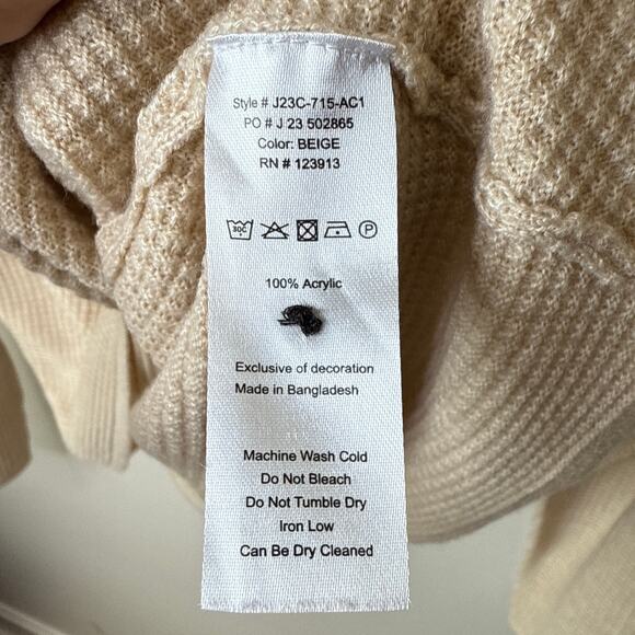 Jachs Men's Mixed Stitch Waffle Sweater Henley XL Pattern Cream Long Sleeves‎ - Picture 10 of 11